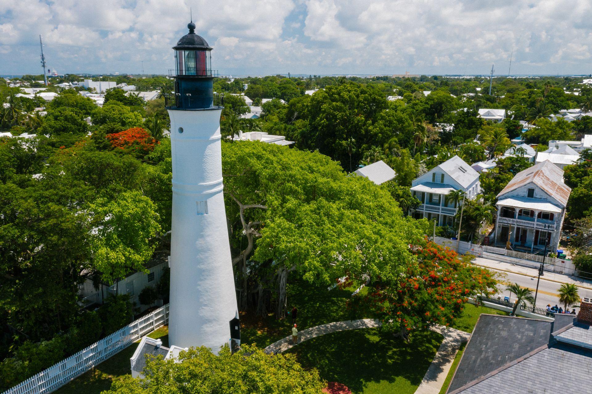 Key West lighthouse rising above the trees