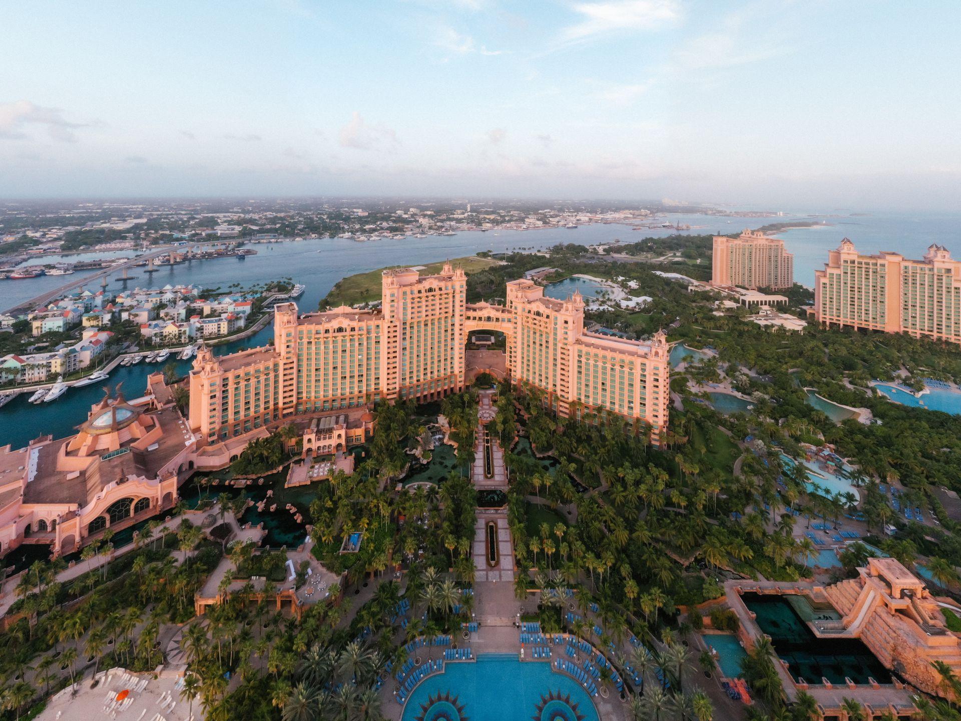Aerial view of Paradise Island and Nassau harbour