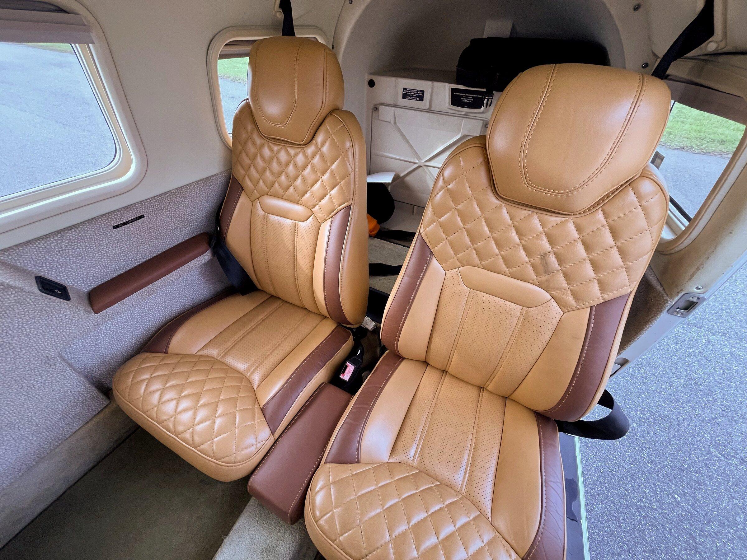 Leather seats in the Seneca cabin